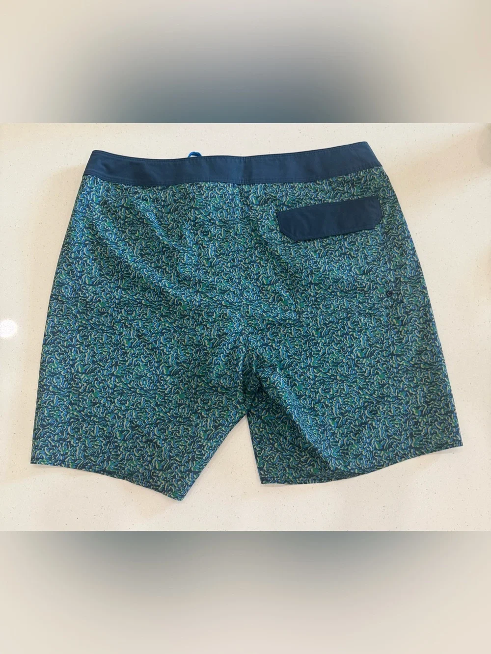 Patagonia Blue and Green Swim Trunks with Drawcord